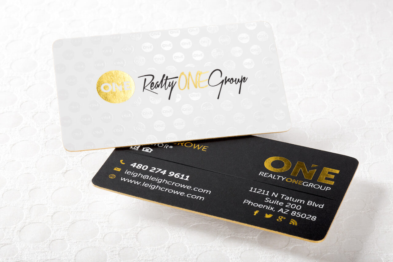 Business Cards Rounded Corner Gold Foil spot uv